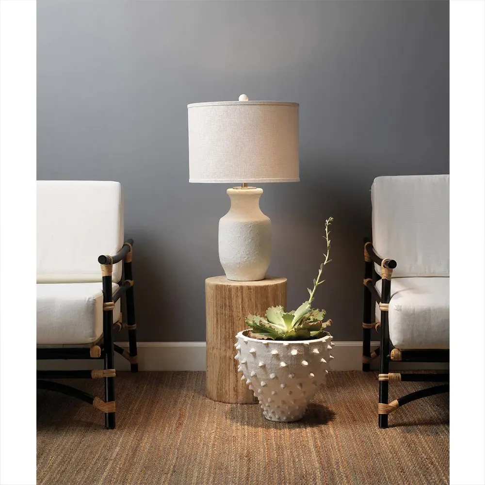 Cambree Coastal Beach Bedside Table Lamp - White, Cement