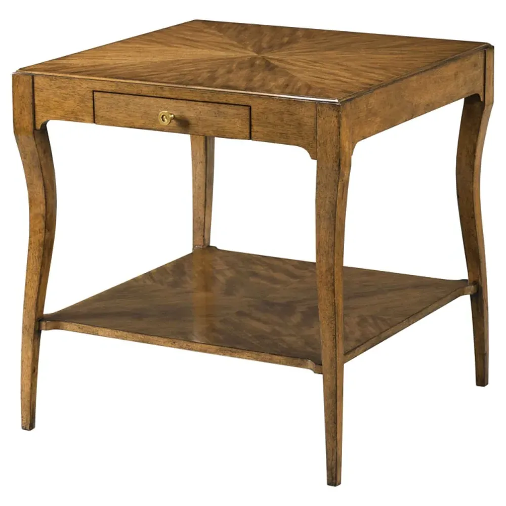 Cambria Square Side Table - Brown, Prima Vera Wood
