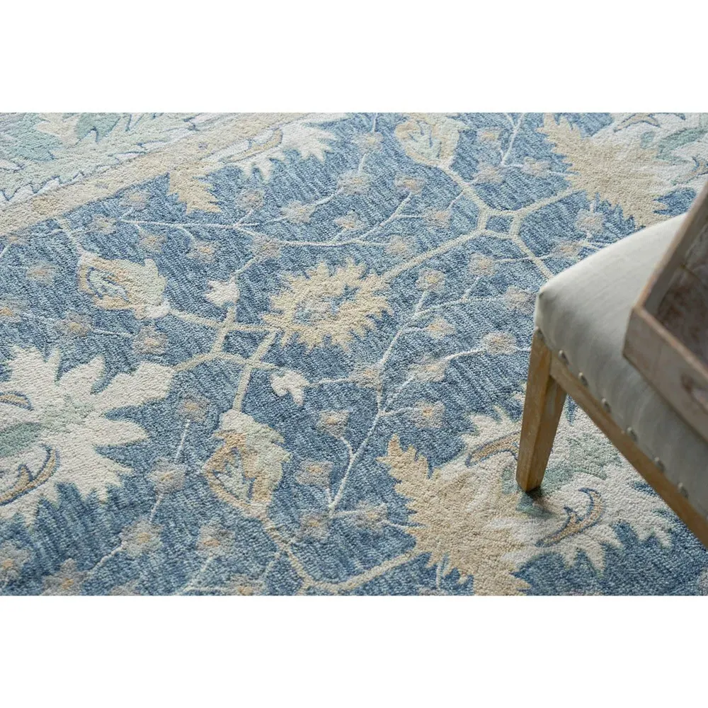 Camden Oriental Patterned Rug Sample - Blue, Wool