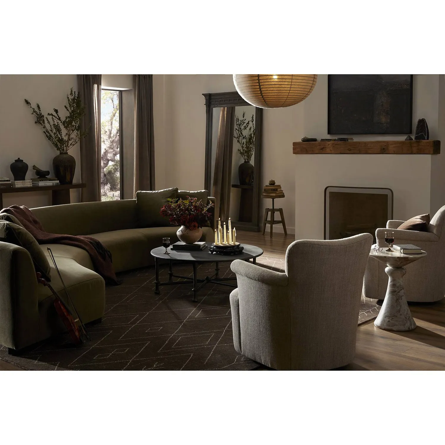 Camellia Alcala Swivel Chair - Wheat, Chenille