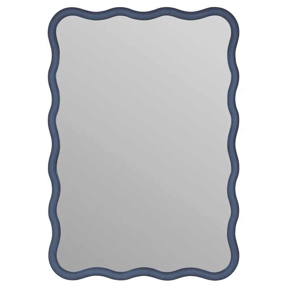 Camelotte Wavy Wall Mirror - Blue, Hardwood