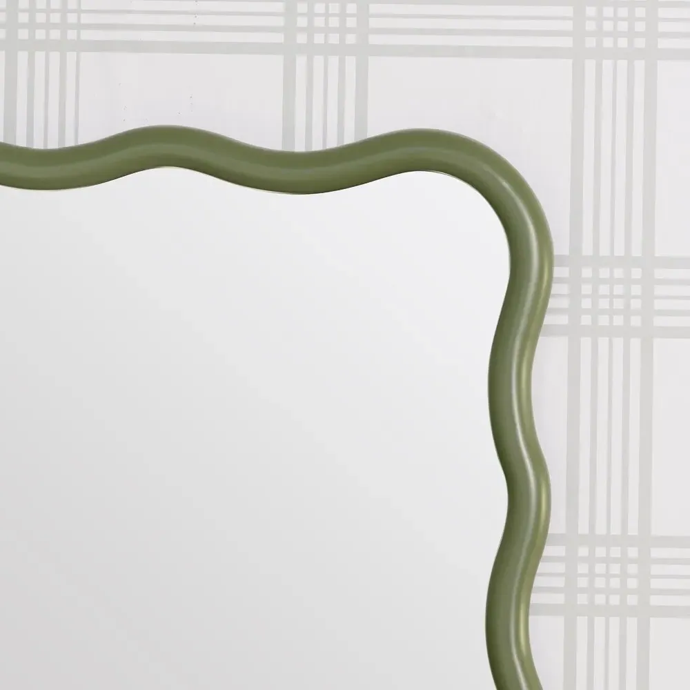 Camelotte Wavy Wall Mirror - Sage, Wood
