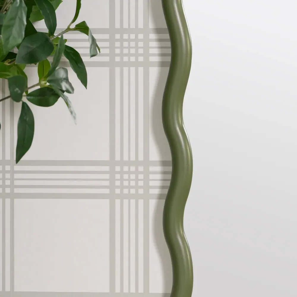 Camelotte Wavy Wall Mirror - Sage, Wood