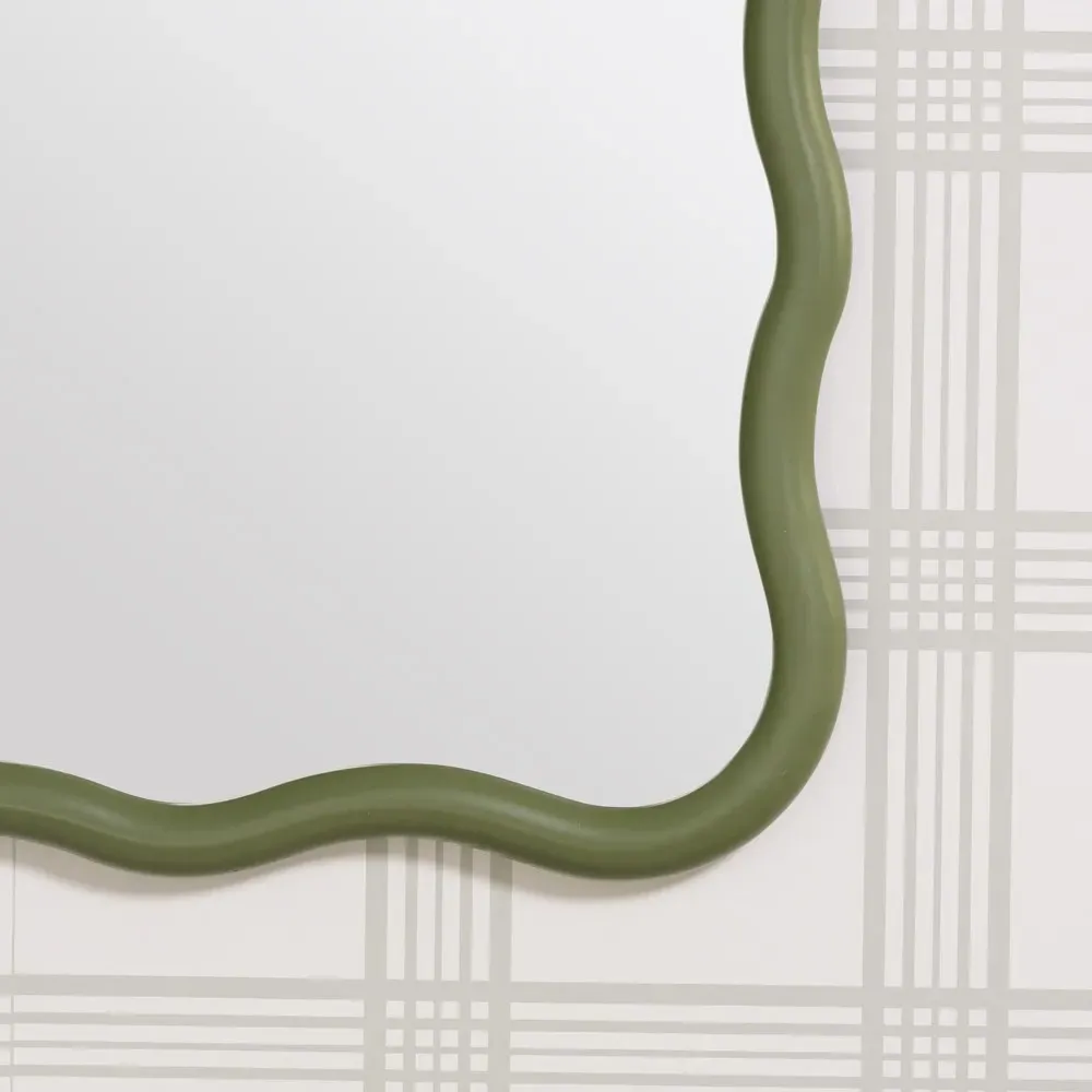Camelotte Wavy Wall Mirror - Sage, Wood