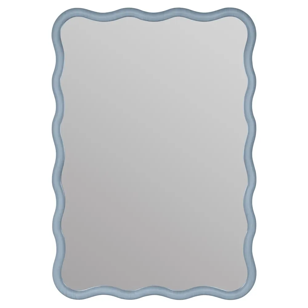 Camelotte Wavy Wall Mirror - Sky Blue, Wood image