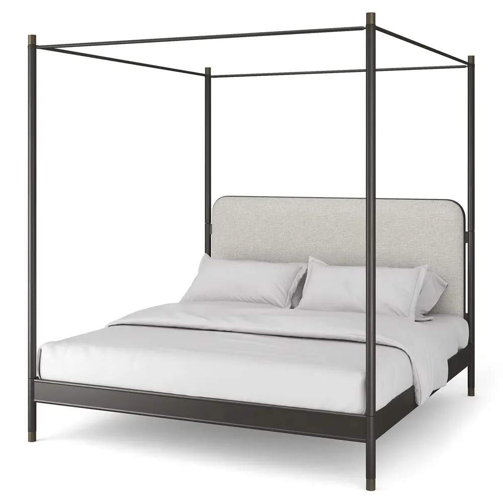 Cameron King Size Canopy Bed - Off White, Metal