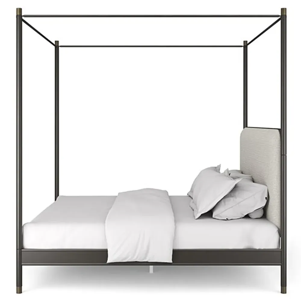 Cameron King Size Canopy Bed - Off White, Metal