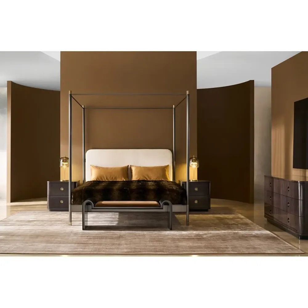 Cameron King Size Canopy Bed - Off White, Metal