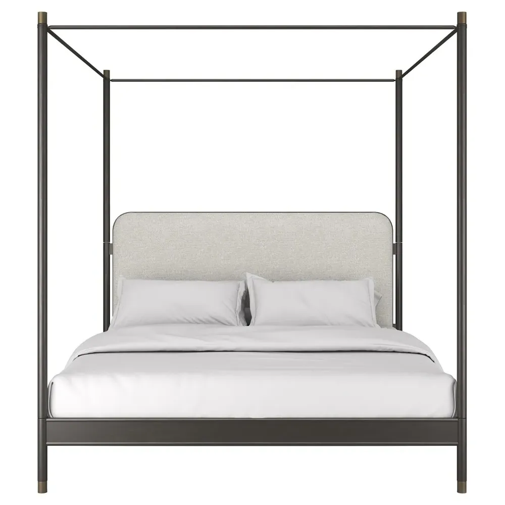 Cameron King Size Canopy Bed - Off White, Metal