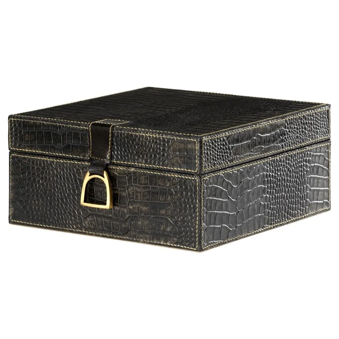 Cameron Large Decorative Box - Black, Leather