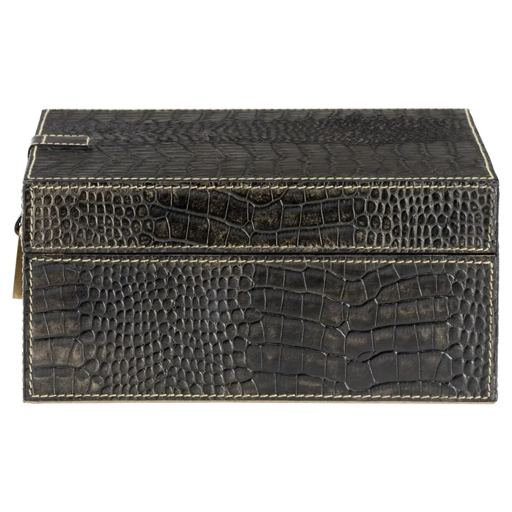 Cameron Large Decorative Box - Black, Leather