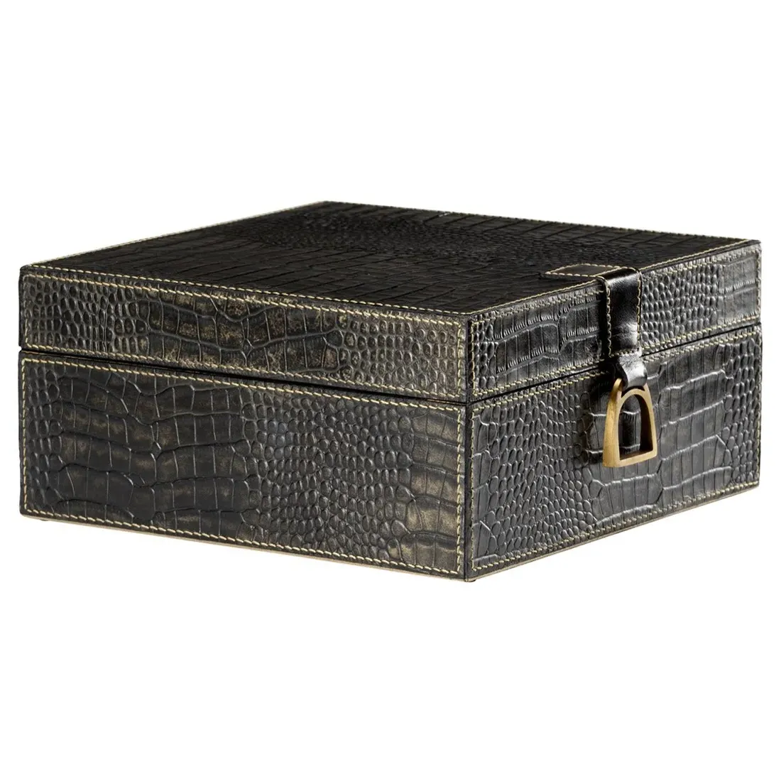 Cameron Large Decorative Box - Black, Leather