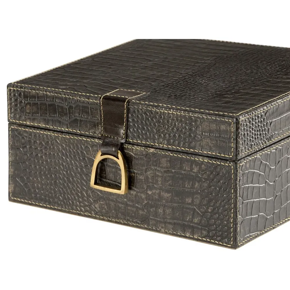 Cameron Large Decorative Box - Black, Leather