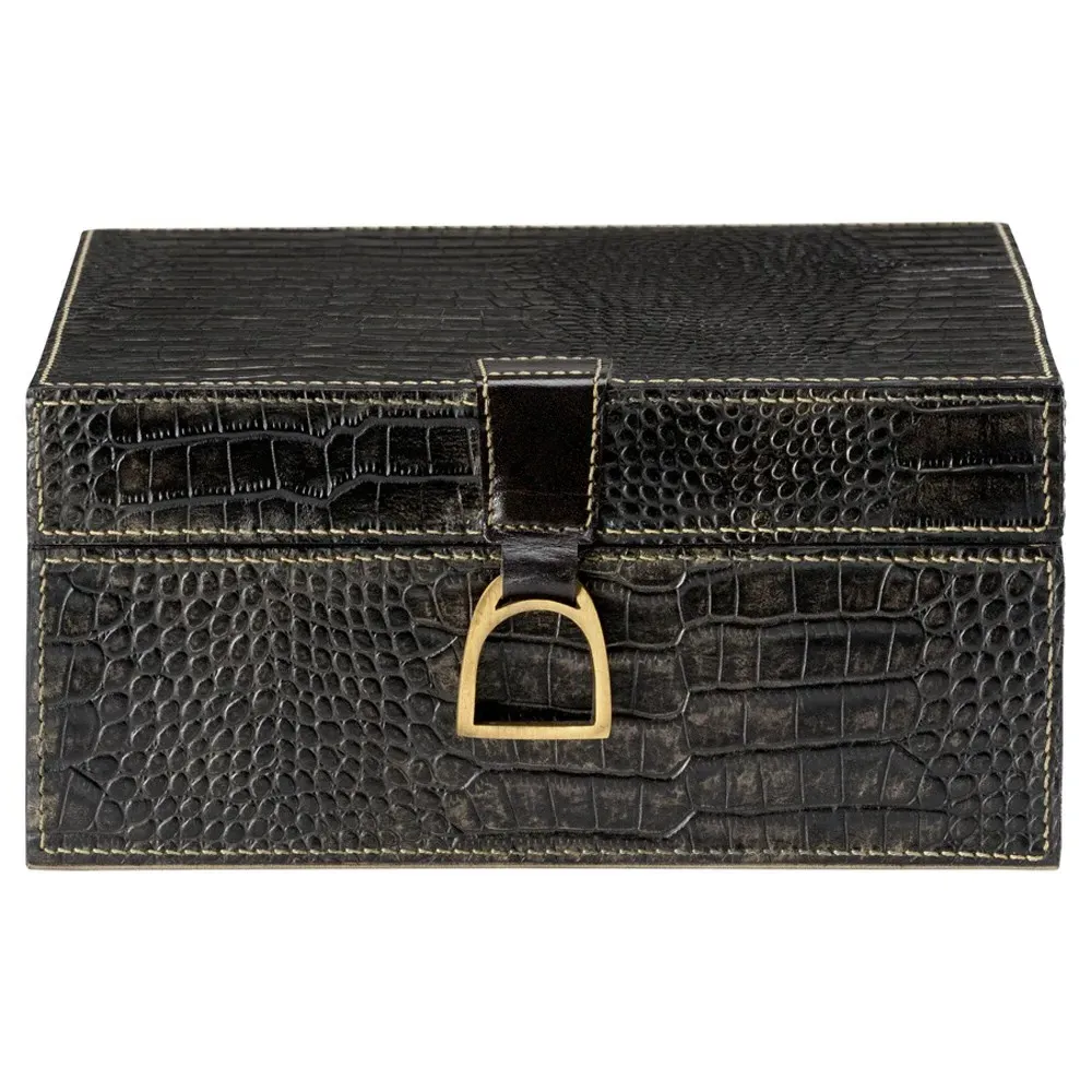 Cameron Large Decorative Box - Black, Leather