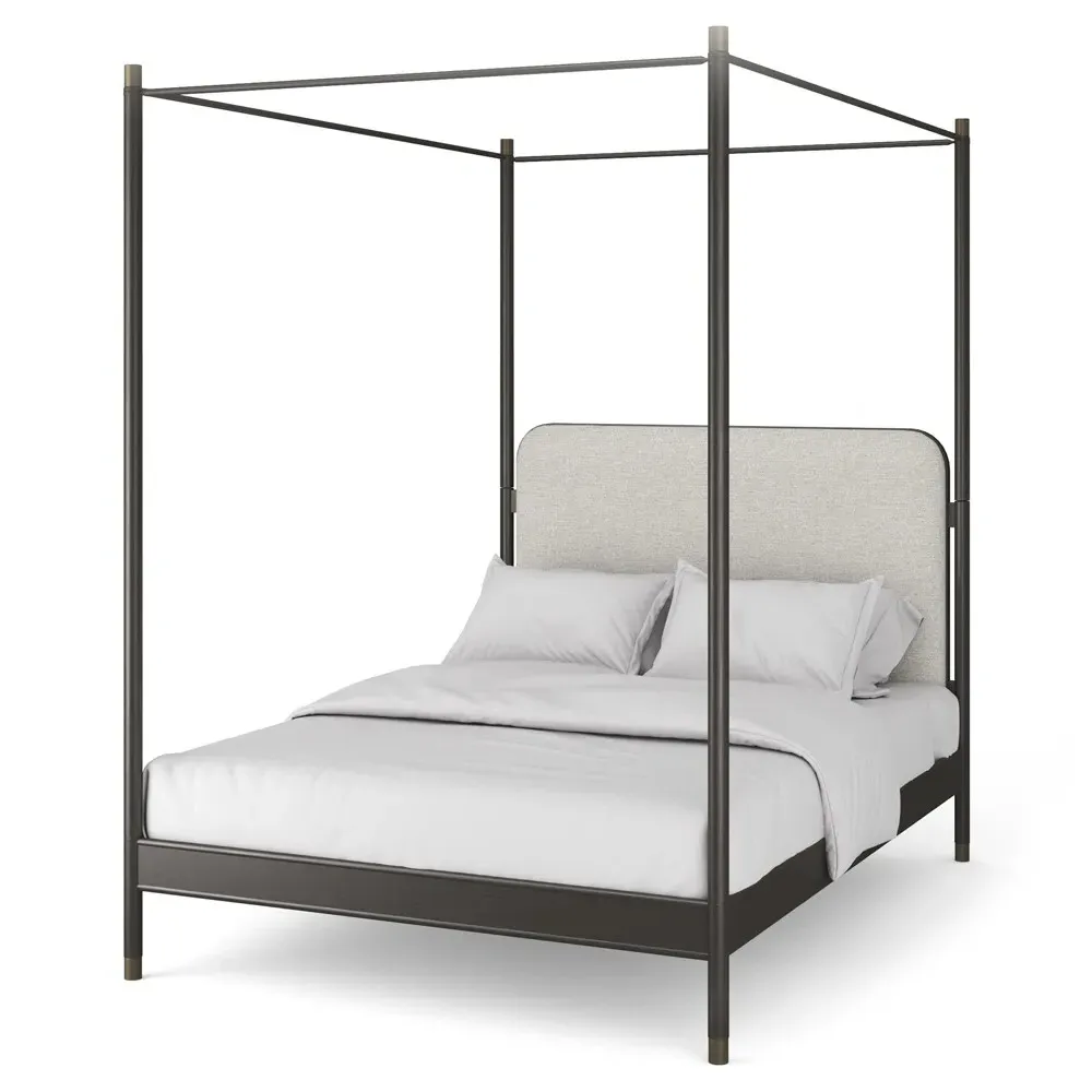 Cameron Queen Size Canopy Bed - Off White, Metal
