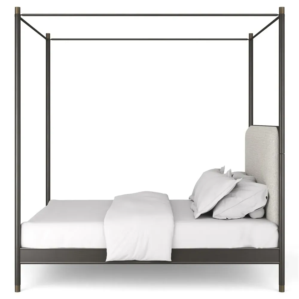 Cameron Queen Size Canopy Bed - Off White, Metal