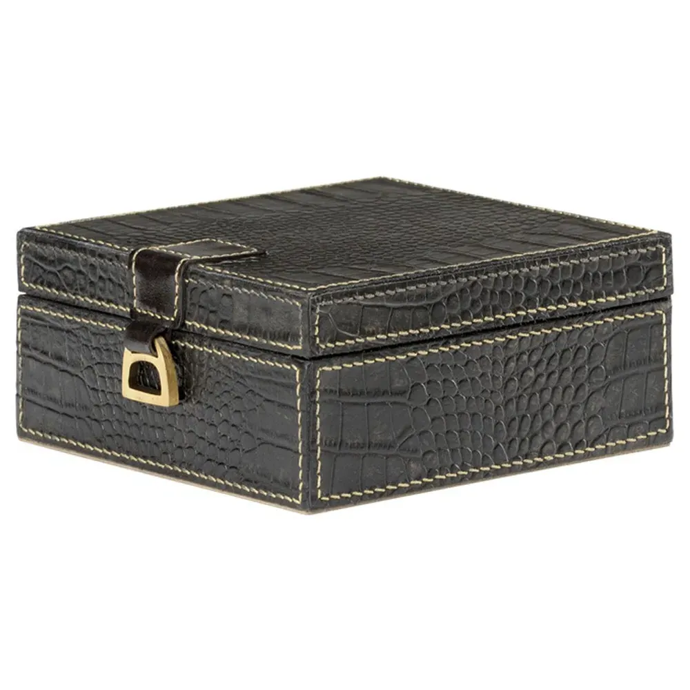 Cameron Small Decorative Box - Black, Leather
