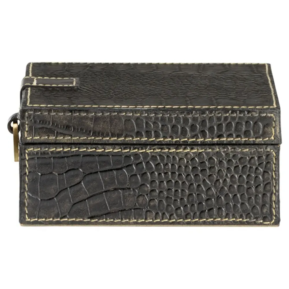 Cameron Small Decorative Box - Black, Leather