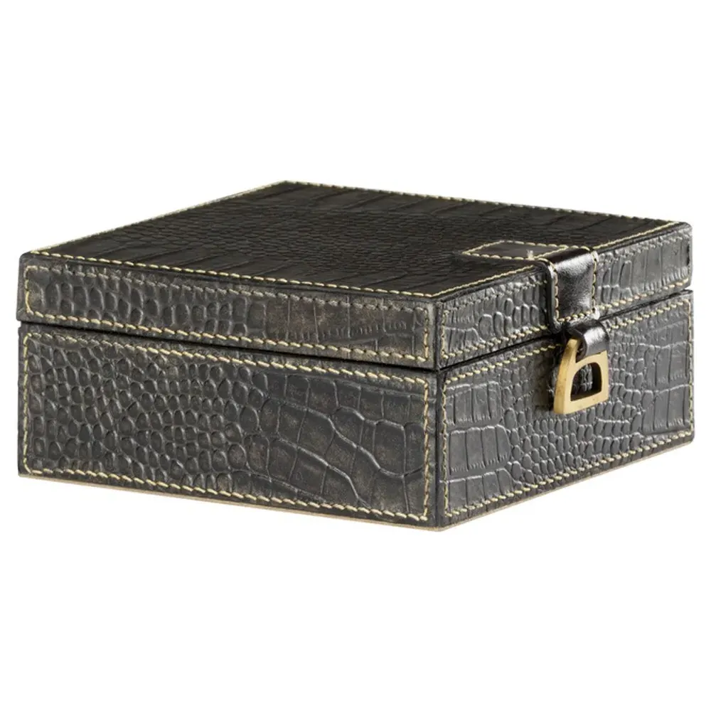 Cameron Small Decorative Box - Black, Leather