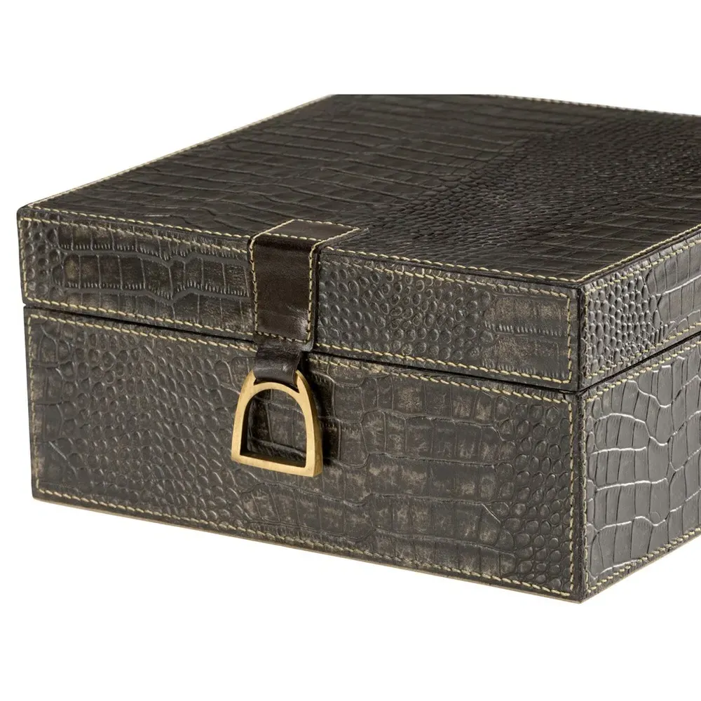 Cameron Small Decorative Box - Black, Leather
