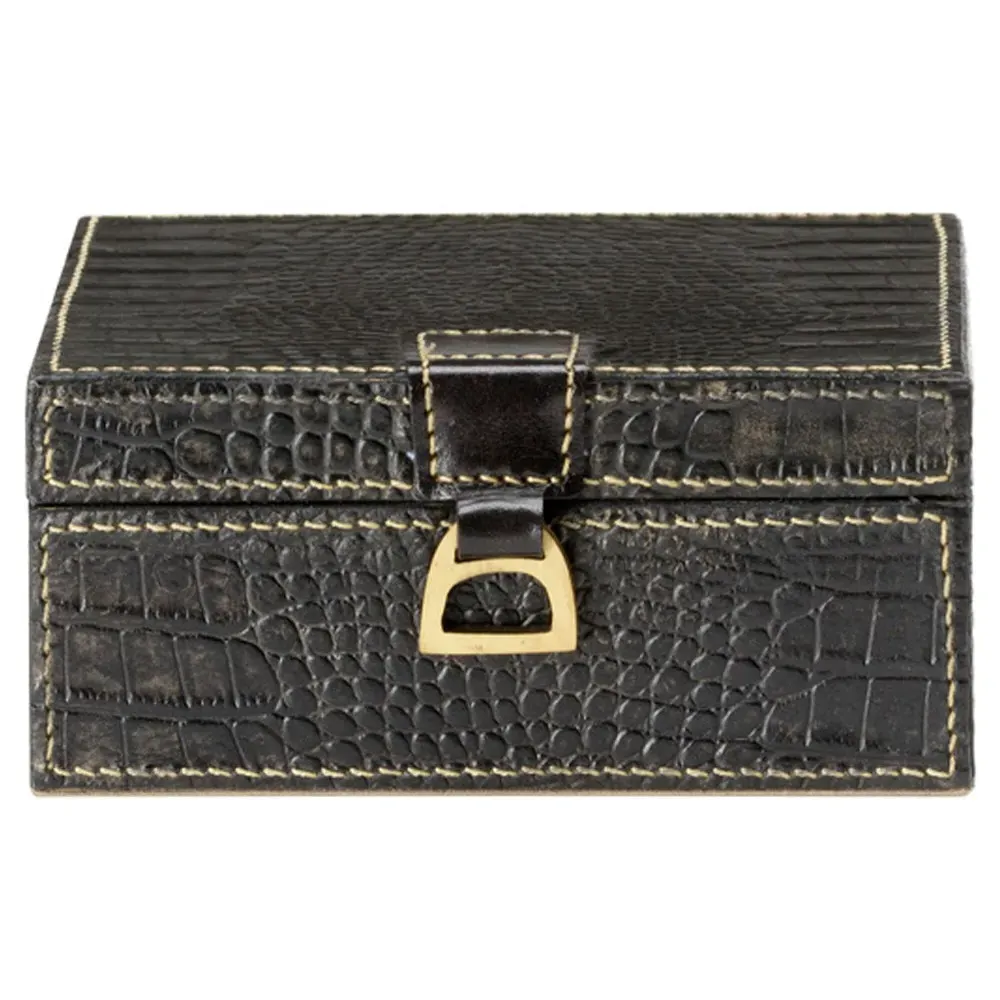 Cameron Small Decorative Box - Black, Leather image