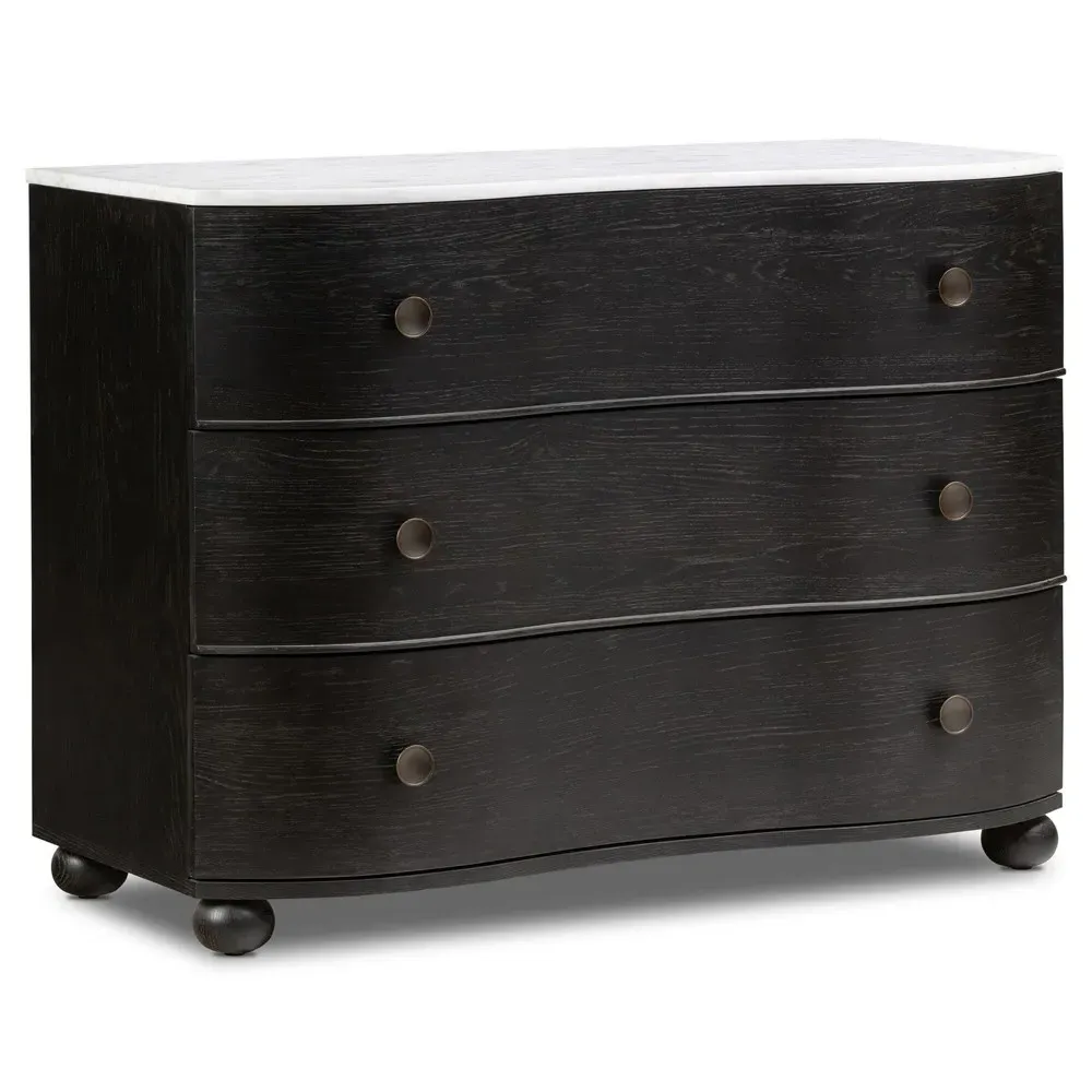 Camilla Chest - White Marble, Black Oak