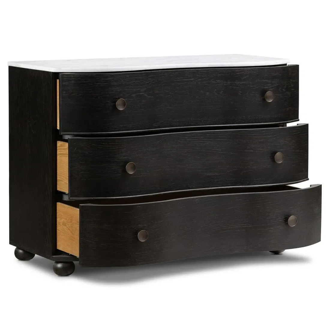 Camilla Chest - White Marble, Black Oak
