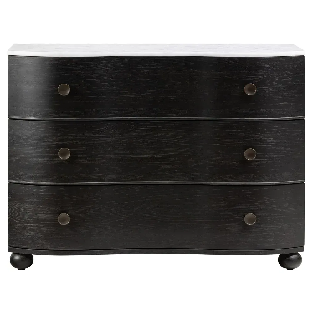 Camilla Chest - White Marble, Black Oak