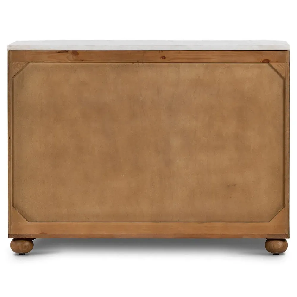 Camilla Chest - White Marble, Brown Oak