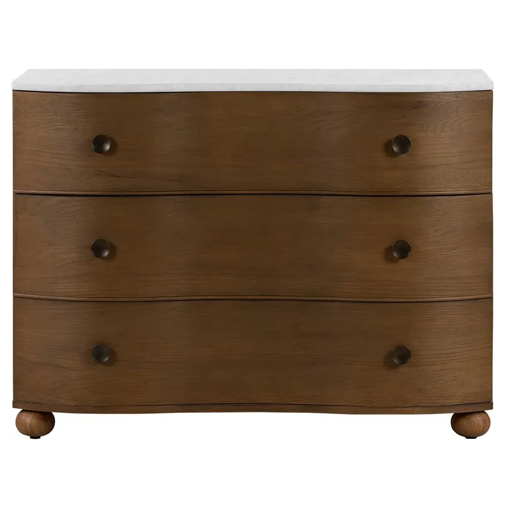 Camilla Chest - White Marble, Brown Oak