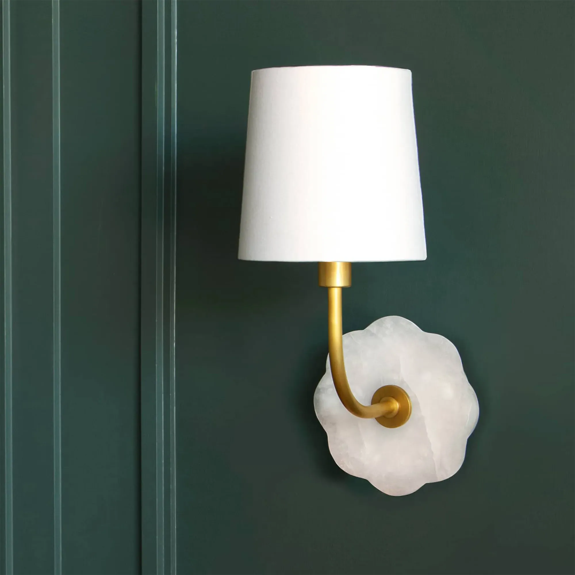 Camilla French Country Armed Sconce - White, Alabaster