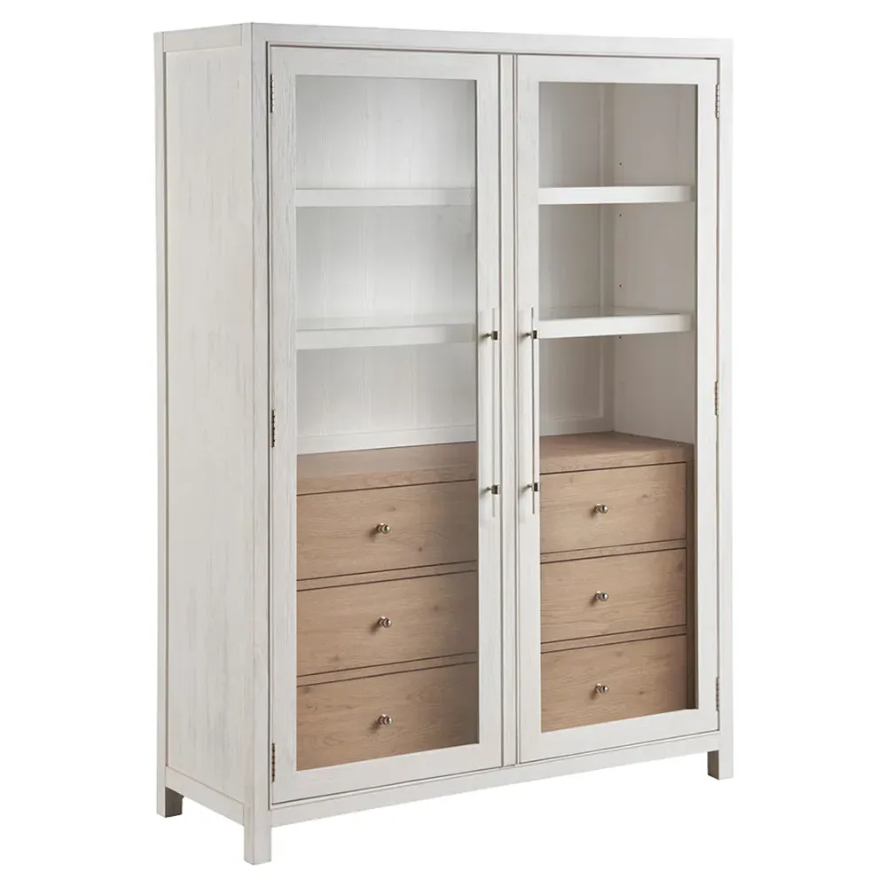 Camilla Glass Door Display Cabinet - White, Oak