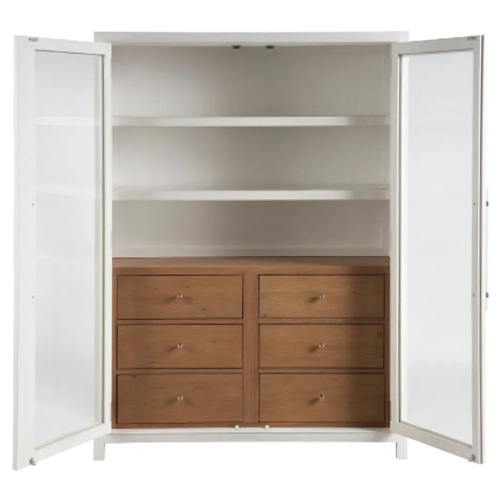 Camilla Glass Door Display Cabinet - White, Oak