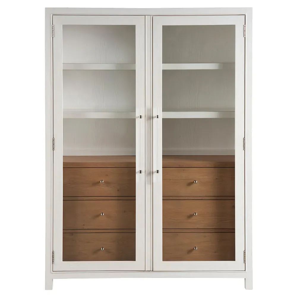 Camilla Glass Door Display Cabinet - White, Oak image