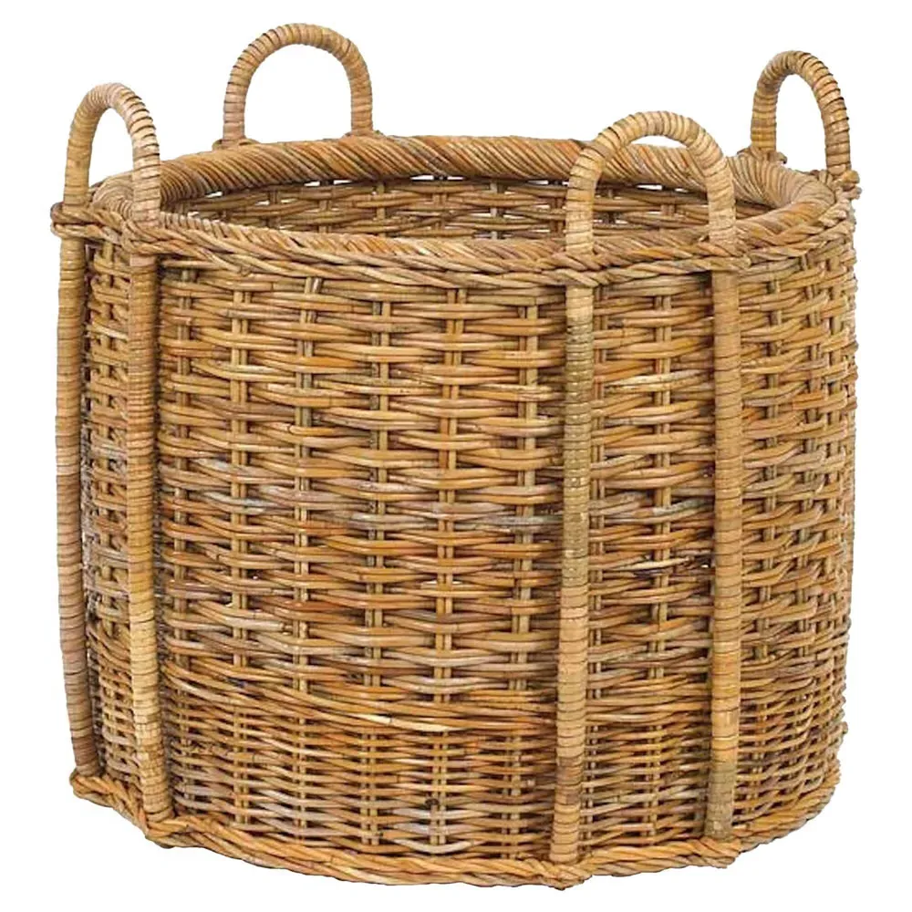 Camilla Handwoven Fireplace Floor Basket - Natural, Rattan