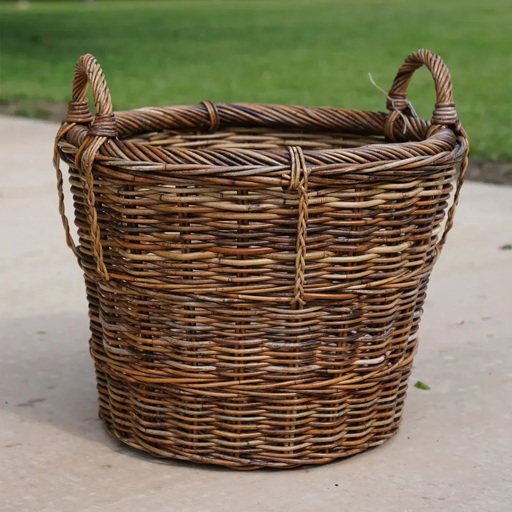 Camilla Handwoven Floor Log Basket - Brown, Rattan
