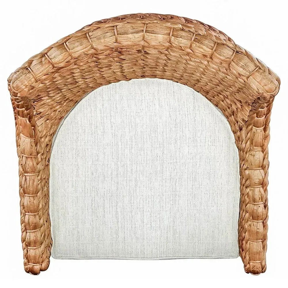 Camilla Upholstered Arm Chair - Cream, Woven Hyacinth