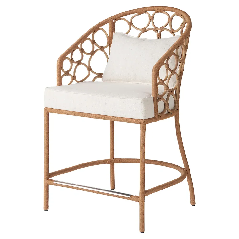 Camilla Upholstered Counter Stool - Natural, Rattan