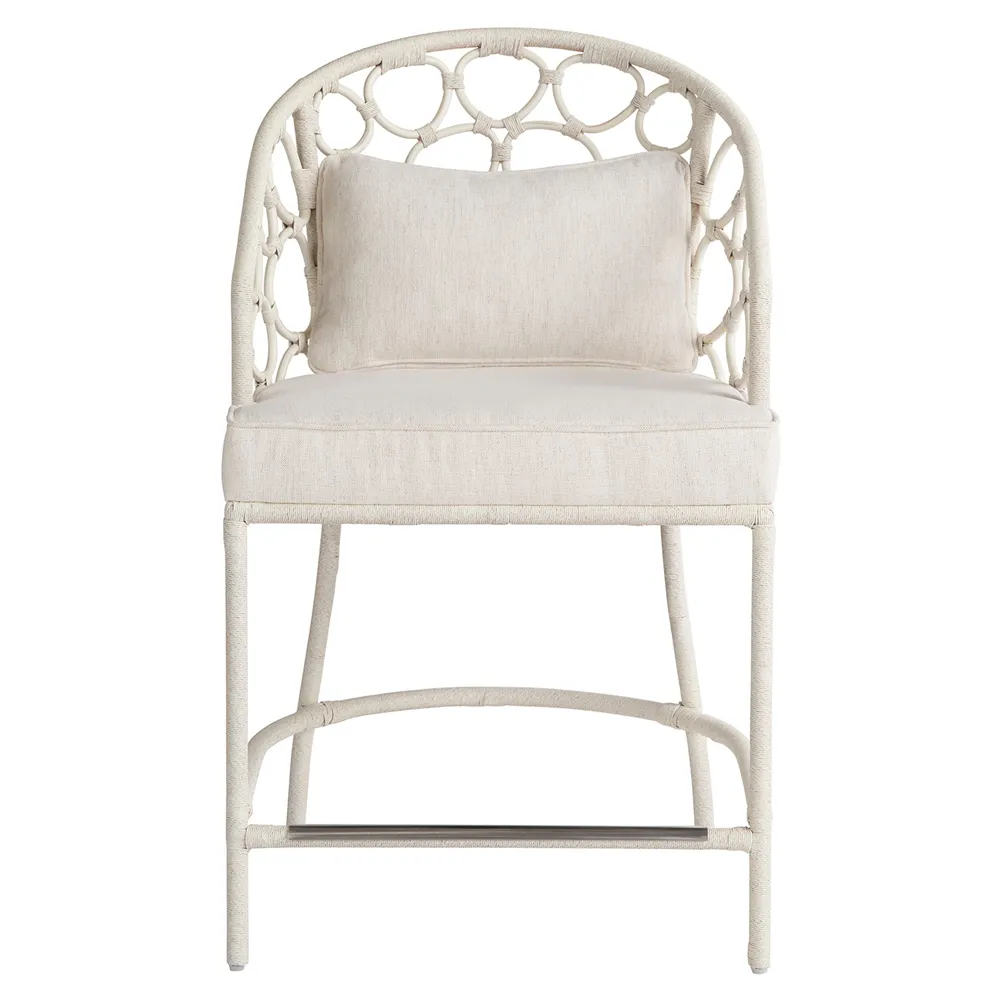 Camilla Upholstered Counter Stool - White, Rattan