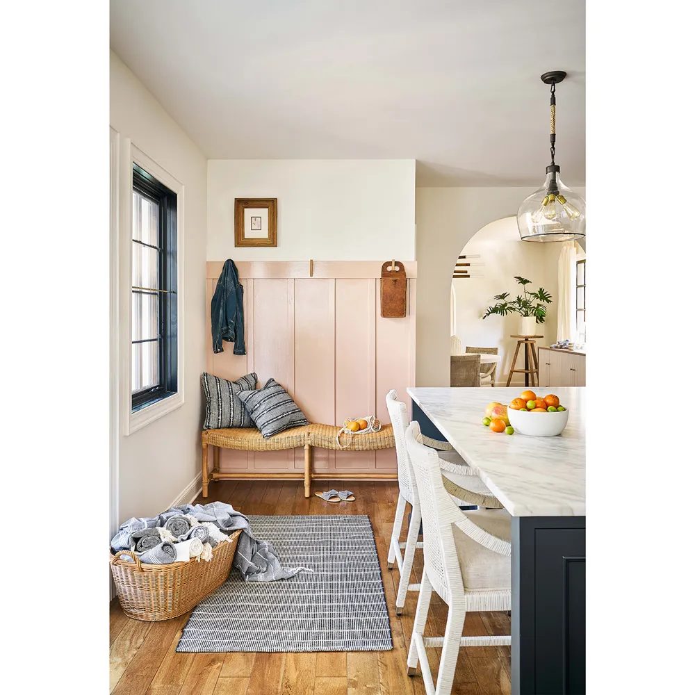 Camilla Upholstered Counter Stool with Arms - White, Rattan