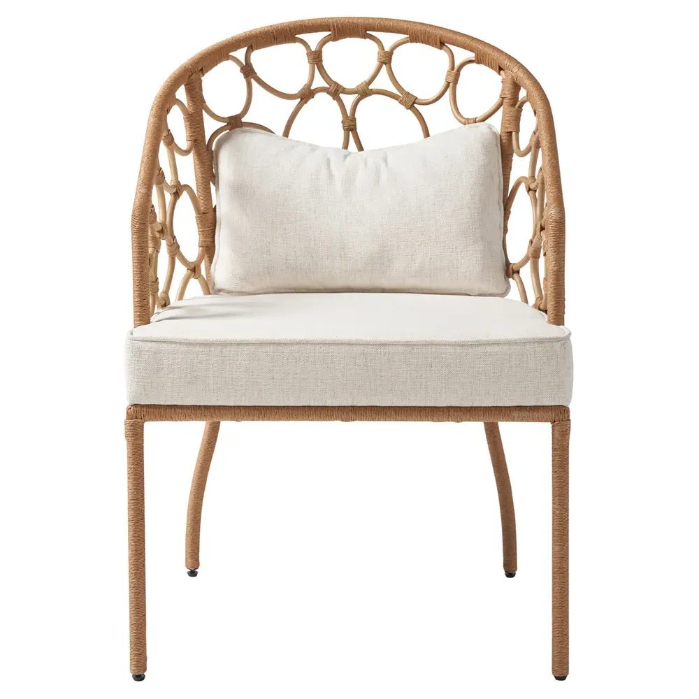 Camilla Upholstered Dining Arm Chair - Natural, Rattan image