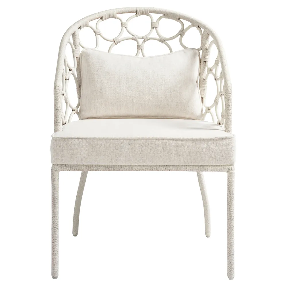 Camilla Upholstered Dining Arm Chair - White, Rattan