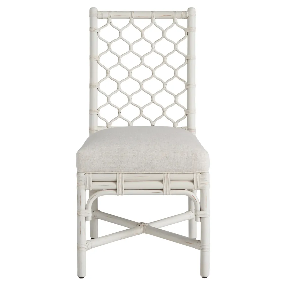 Camilla Upholstered Dining Side Chair Set of 2 - Off White, Rattan
