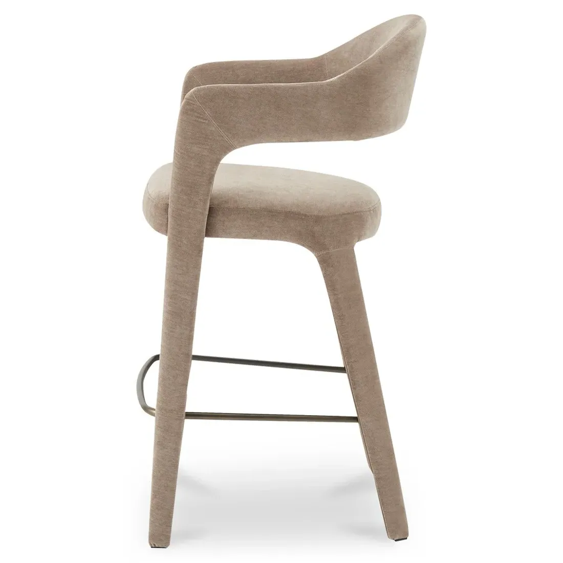 Camille Bar Stool - Brown, Velvet
