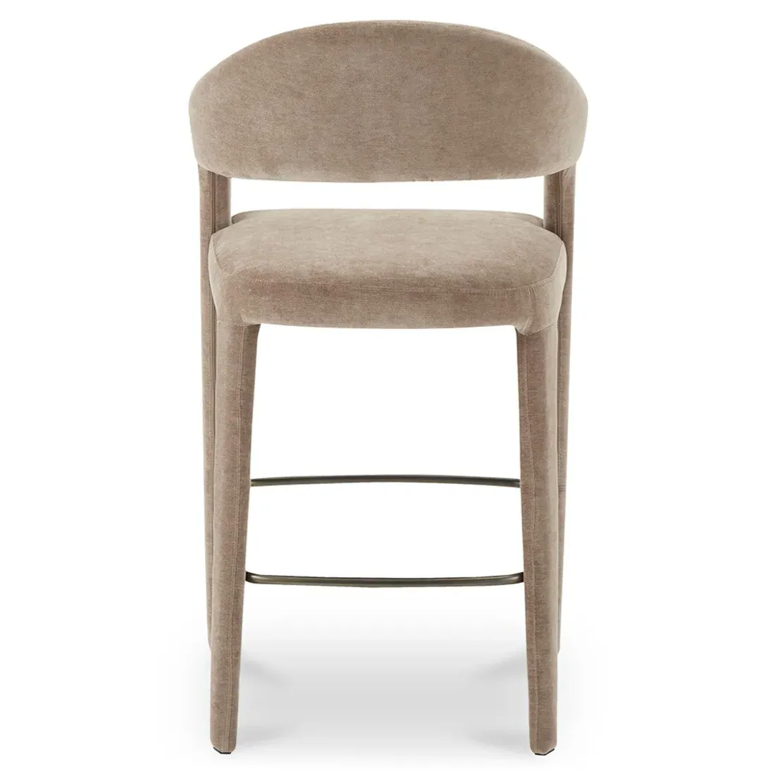 Camille Bar Stool - Brown, Velvet
