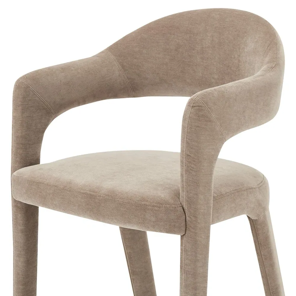 Camille Bar Stool - Brown, Velvet