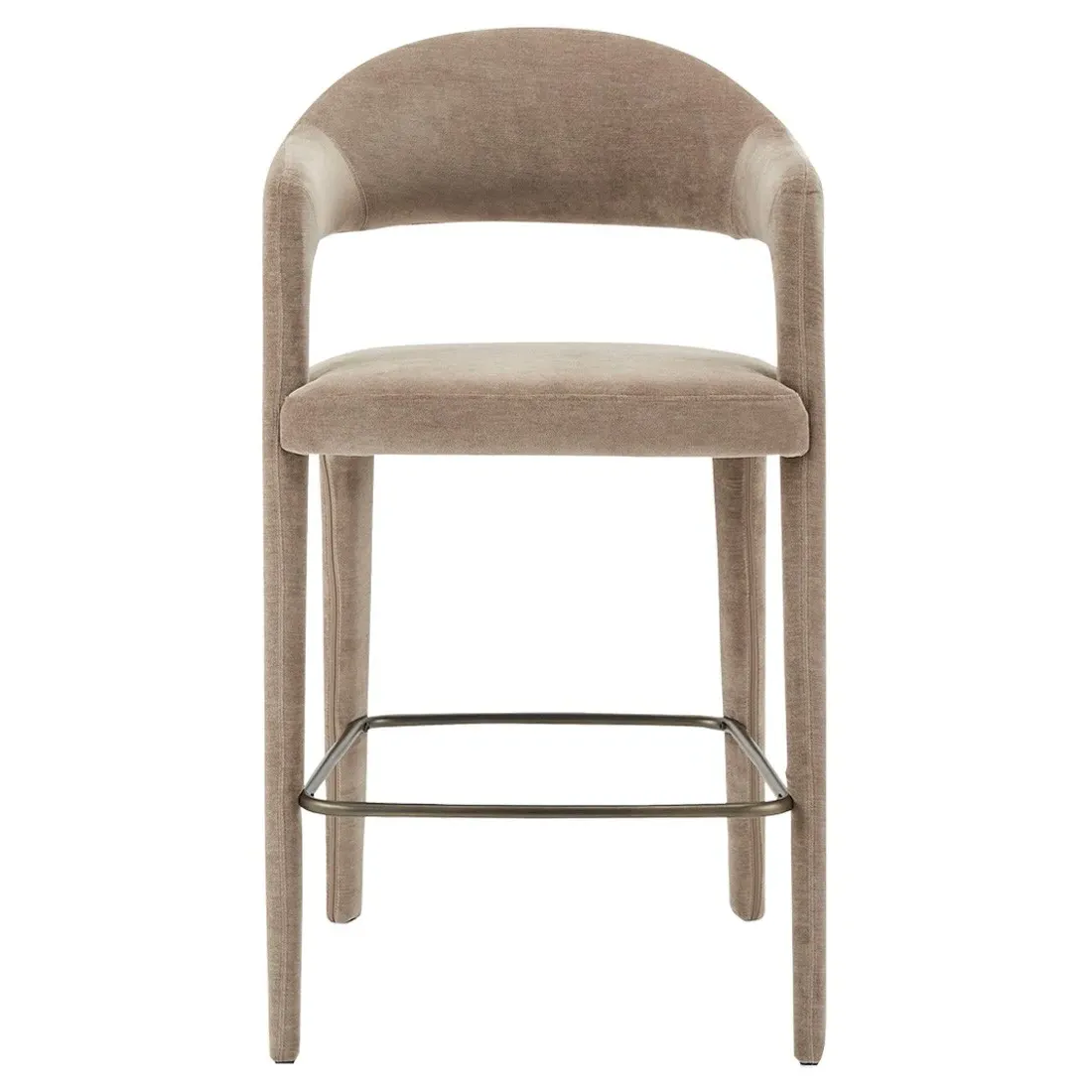 Camille Bar Stool - Brown, Velvet