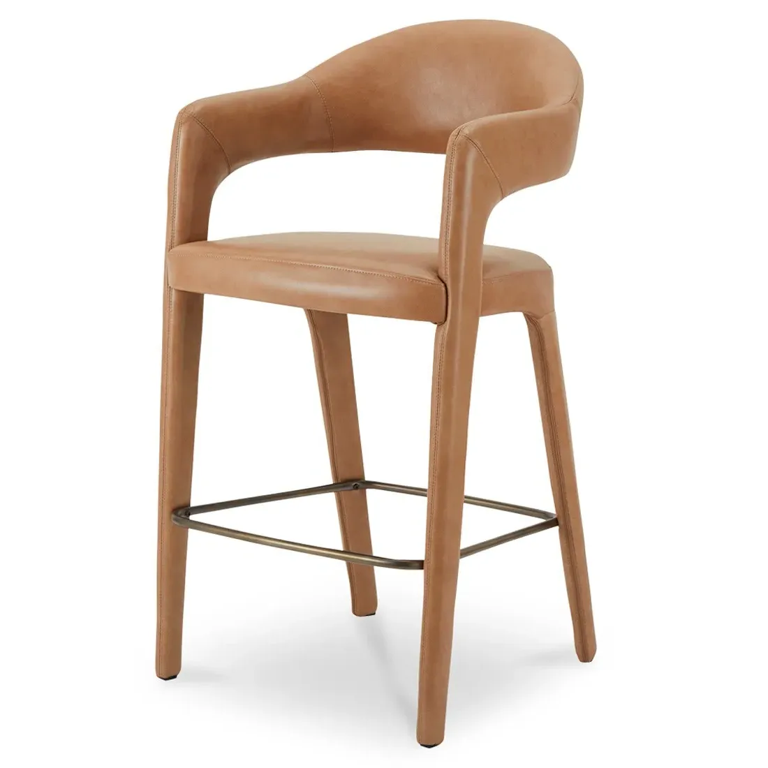 Camille Bar Stool - Tan, Leather