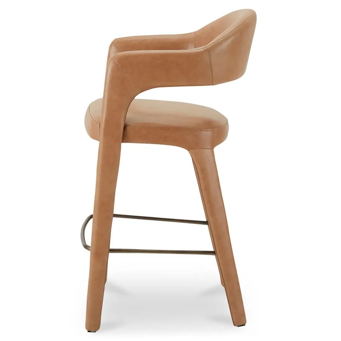 Camille Bar Stool - Tan, Leather