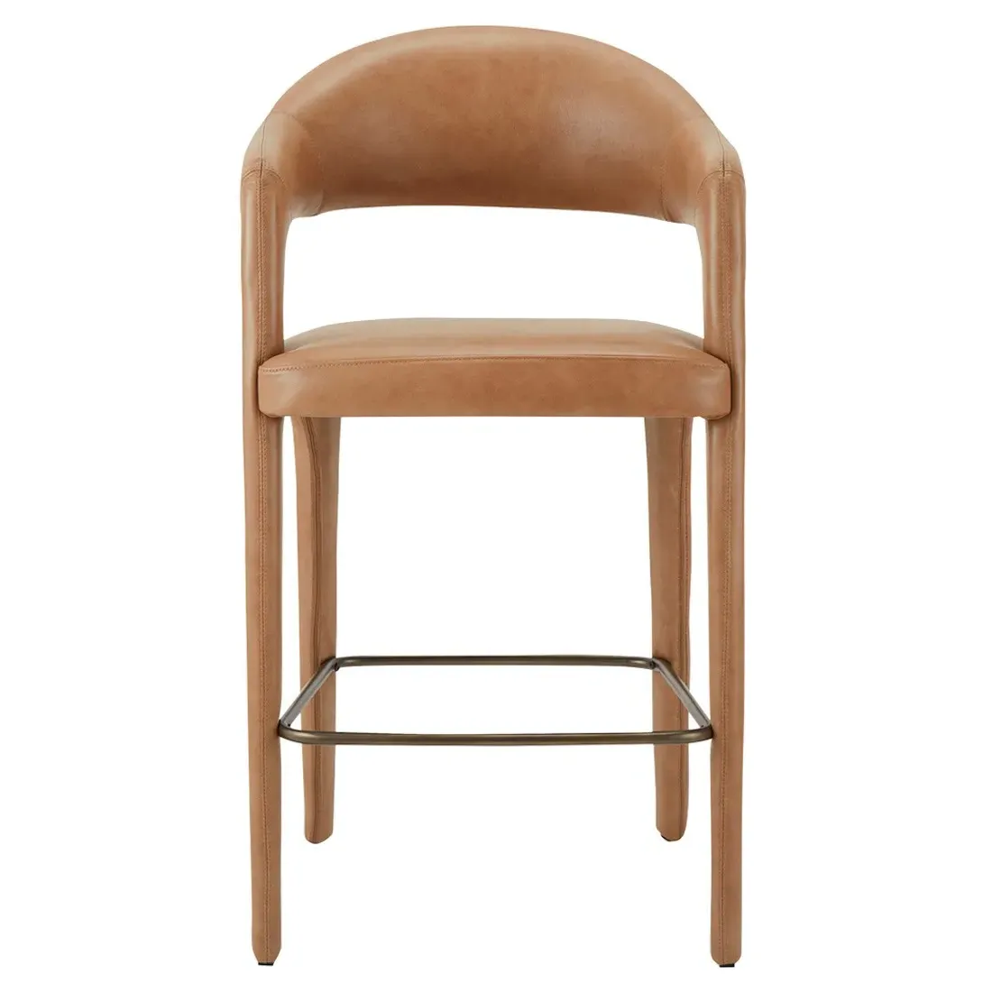 Camille Bar Stool - Tan, Leather